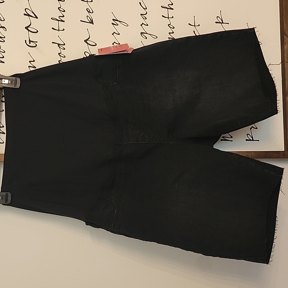 Maternity black denim shorts